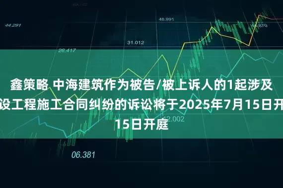 鑫策略 中海建筑作为被告/被上诉人的1起涉及建设工程施工合同纠纷的诉讼将于2025年7月15日开庭