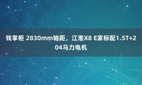 钱掌柜 2830mm轴距，江淮X8 E家标配1.5T+204马力电机